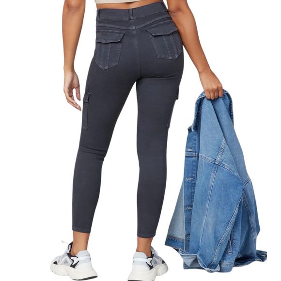 Spanx Stretch Twill Ankle Cargo Pant‎ Womens Size Petite Small Washed Black - Picture 8 of 11